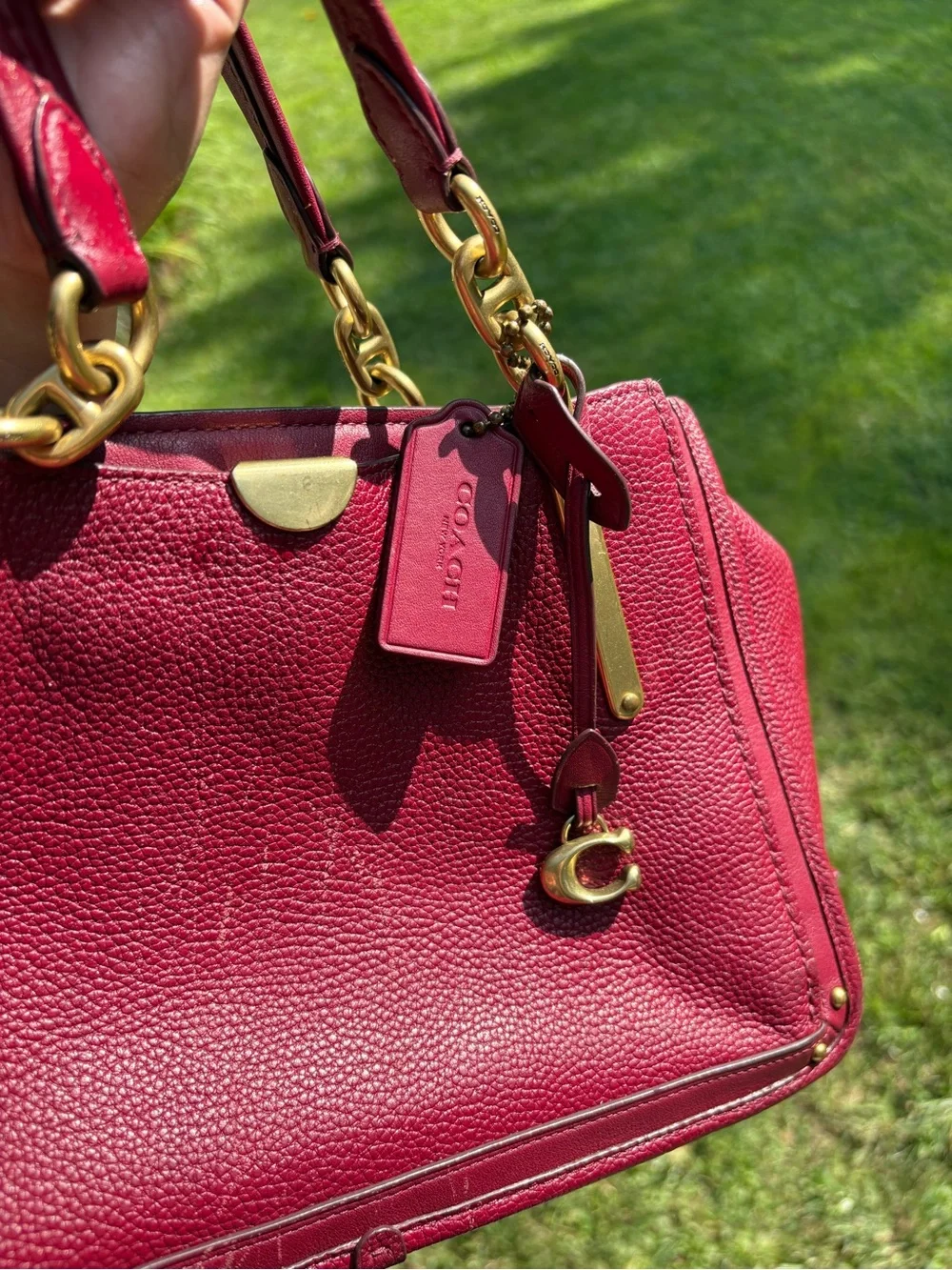 Coach Oxblood Red Pebble Leather Dreamer Satchel Bag 38551